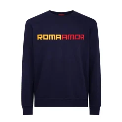 AS Roma Sweatshirts*crewneck sweatshirt embroidered ROMAMOR logo, Adult, Blue