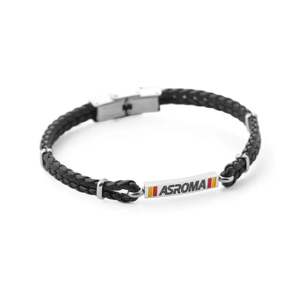 AS Roma Jewellery*Bracelet with central plaque in hypoallergenic steel and adjustable black fabric cord