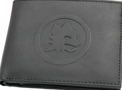 AS Roma Wallets*Lupetto logo genuine leather wallet, Men, Black