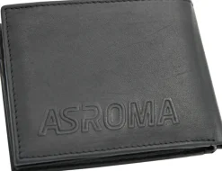 AS Roma Wallets*Lupetto logo genuine leather wallet, Men, Black
