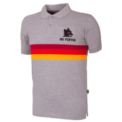 AS Roma T-shirts & Polo*Retro striped polo shirt with logo Lupetto, Adult, Grey