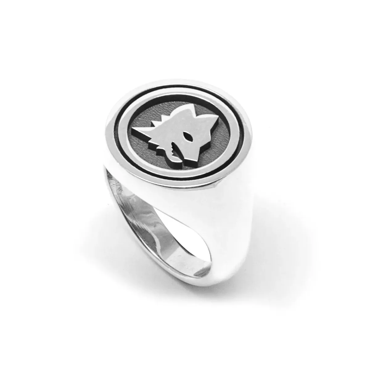 AS Roma Jewellery*Signet Ring X Nove25 Round Lupa Seal, Unisex, Sterling Silver