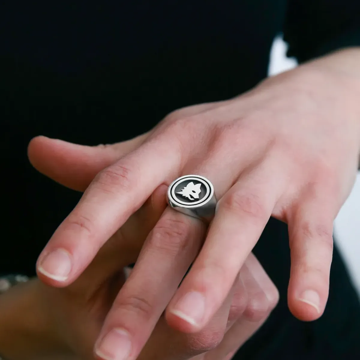 AS Roma Jewellery*Signet Ring X Nove25 Round Lupa Seal, Unisex, Sterling Silver