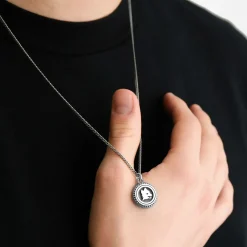 AS Roma Jewellery*Snake Chain Necklace X Nove25 Lupa Pendant, Unisex, Sterling Silver